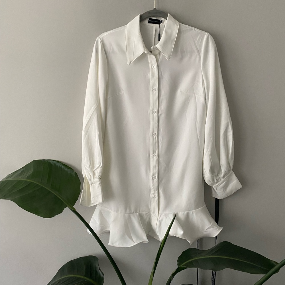 PrettyLittleThing White Shirt Dress Peplum